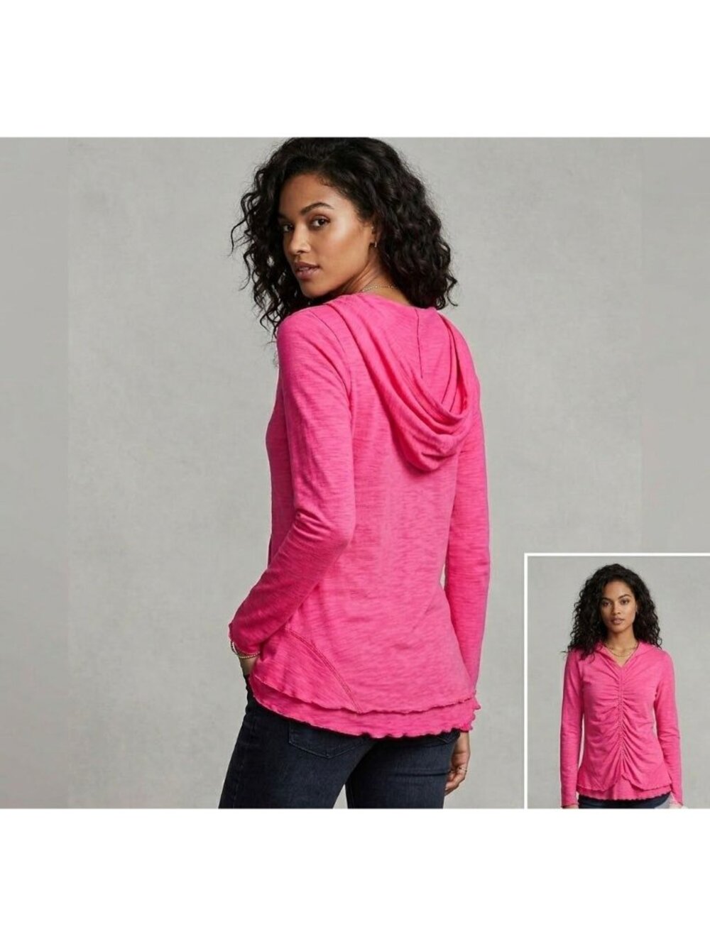 Calvin Klein Performance Womens Pink Quick Dry Long Sleeve Top With Ruched Front